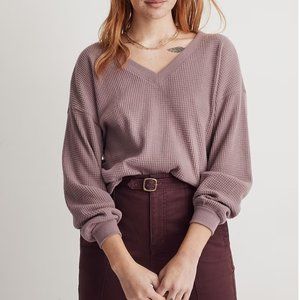 NWOT Madewell Waffle Knit V-Neck Long-Sleeve Sweater Size Small